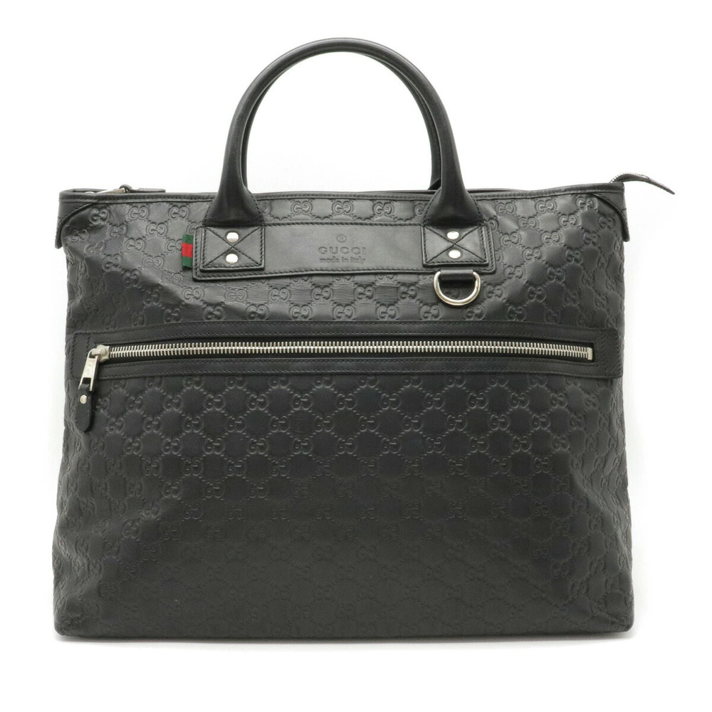 Gucci Guccissima Web Loop Tote Bag Handbag Leather Black